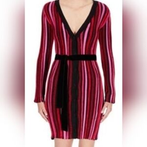 Emporio Armani Vibrant Pink and Black Long Sleeve Dress Perfect Condition